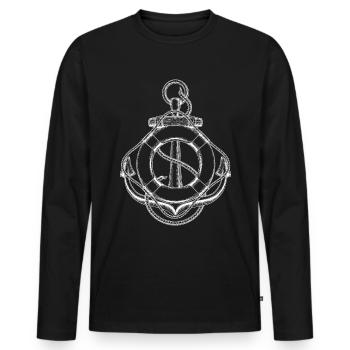 Ancre de capitaine de bateau - T-shirt manches longues Premium bio Homme - noir - Devant - Nico (187cm)