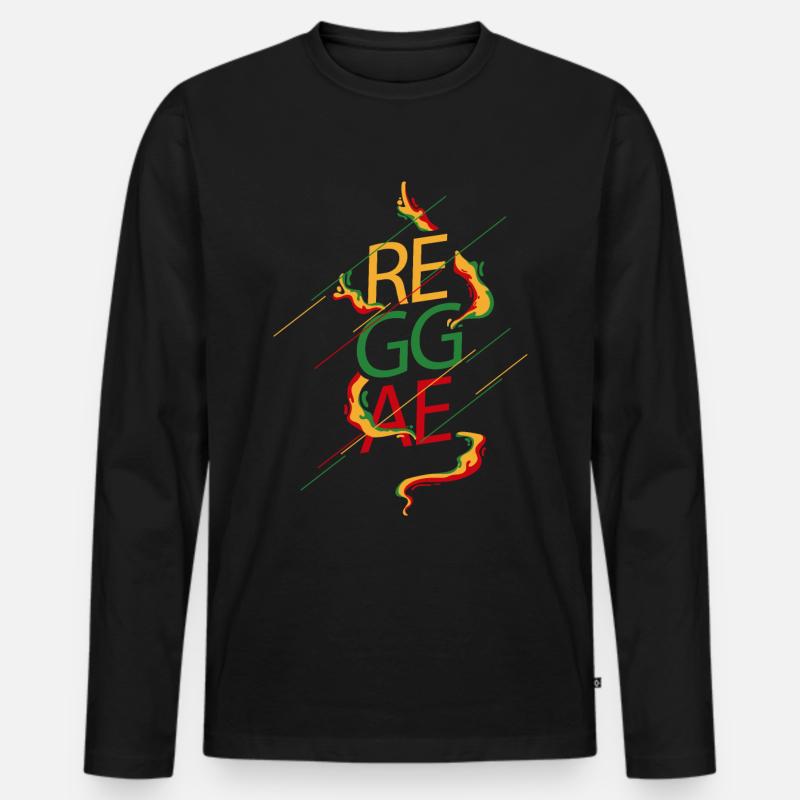 Reggae - Männer Premium Bio Langarmshirt - Schwarz