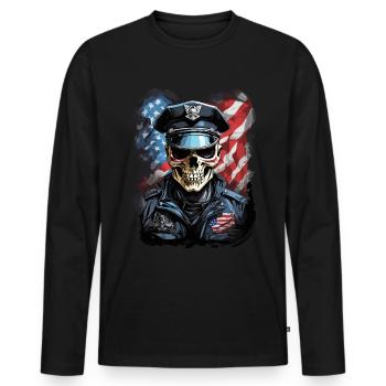 U.S. Police Operations - Men's Premium Organic Long Sleeve Shirt - black - Front - Nico (187cm)