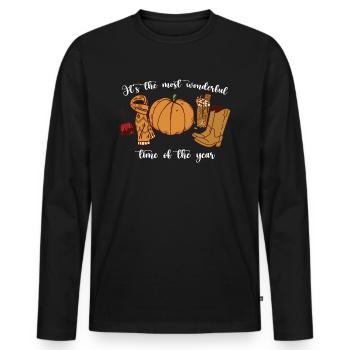 Autumn It's The Most Wonderful Time of The Year - Men's Premium Organic Long Sleeve Shirt - black - Front - Nico (187cm)
