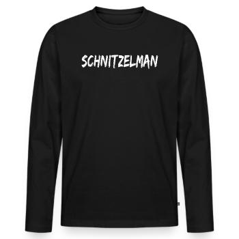Schnitzelman Amis, Fête, Divertissement, Cadeau! - T-shirt manches longues Premium bio Homme - noir - Devant - Nico (187cm)