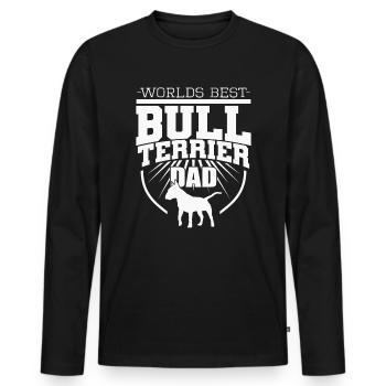 Bull Terrier Dog Daddy Dad Gift - Men's Premium Organic Long Sleeve Shirt - black - Front - Nico (187cm)