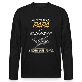 Bakery Bakery Baker dad - Men's Premium Organic Long Sleeve Shirt - black - Front - Nico (187cm)