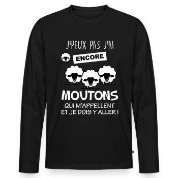 Je peux pas j'ai encore mes moutons - T-shirt manches longues Premium bio Homme - noir - Devant - Nico (187cm)