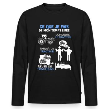 Tracteur tout le temps humour agriculteur - T-shirt manches longues Premium bio Homme - noir - Devant - Nico (187cm)