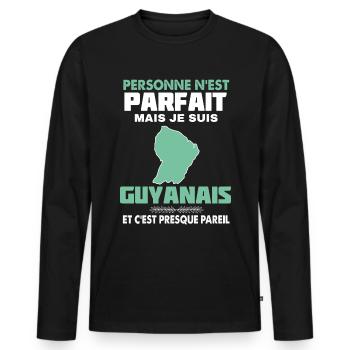 Humour Guyane citation Guyanais - T-shirt manches longues Premium bio Homme - noir - Devant - Nico (187cm)