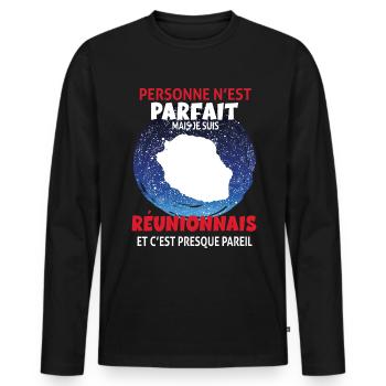 Réunionnais Parfait Idée Cadeau Homme la Réunion - T-shirt manches longues Premium bio Homme - noir - Devant - Nico (187cm)