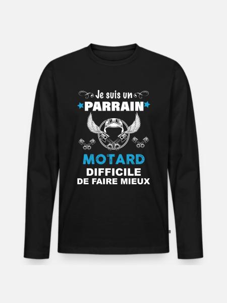 Parrain Motard Parfait - T-shirt manches longues Premium bio Homme - noir