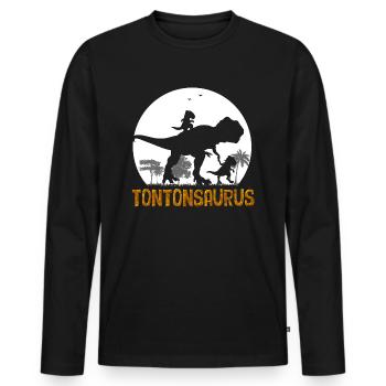 TontonSaurus Humour Dinosaure Pour Oncle - T-shirt manches longues Premium bio Homme - noir - Devant - Nico (187cm)