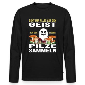 pilze sammeln pilzsammler - Männer Premium Bio Langarmshirt - Schwarz - Vorne - Nico (187cm)