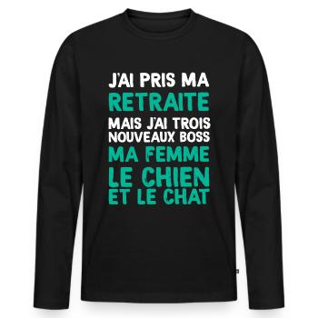 Retraite Homme Femme Et Animaux De Compagnie - T-shirt manches longues Premium bio Homme - noir - Devant - Nico (187cm)