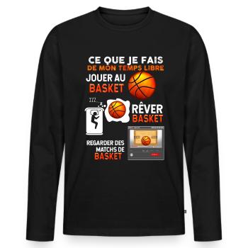Basket temps libre Pour Basketteur Cadeau Homme - T-shirt manches longues Premium bio Homme - noir - Devant - Nico (187cm)