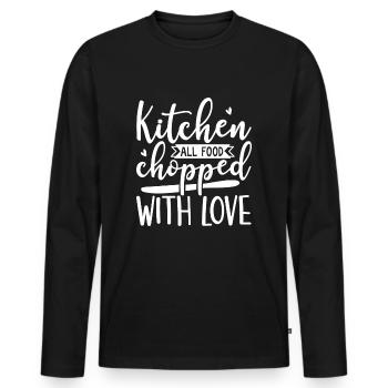 Cuisine Tous les aliments hachés avec amour - T-shirt manches longues Premium bio Homme - noir - Devant - Nico (187cm)