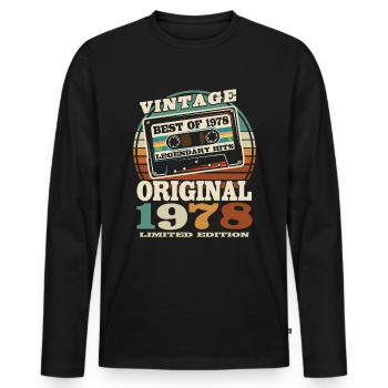 45 years old - birthday 1978 - born in 1978 - Men's Premium Organic Long Sleeve Shirt - black - Front - Nico (187cm)