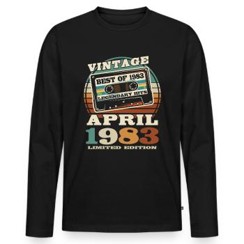 Born in April 1983 - 40 years old - Men's Premium Organic Long Sleeve Shirt - black - Front - Nico (187cm)