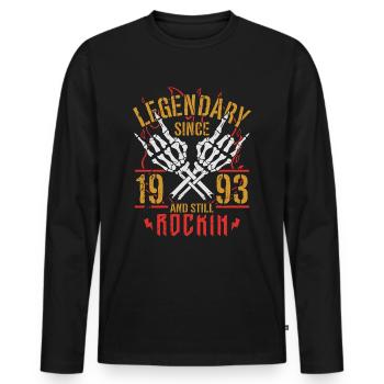Légendaire depuis 1993 Cadeau d’anniversaire vintage - T-shirt manches longues Premium bio Homme - noir - Devant - Nico (187cm)