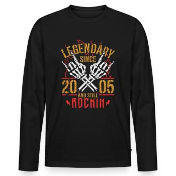 Legendary since 2005 Vintage Birthday Gift - Men's Premium Organic Long Sleeve Shirt - black - Front - Nico (187cm)