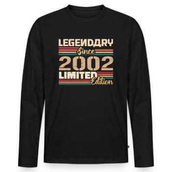 Millésime 2002 2002 Anniversaire né en 2002 - T-shirt manches longues Premium bio Homme - noir - Devant - Nico (187cm)