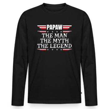 Papa Vater Opa Geschenkidee Papaw Spruch Humor - Männer Premium Bio Langarmshirt - Schwarz - Vorne - Nico (187cm)