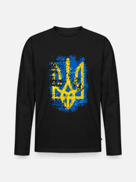 Ukraine Coat of Arms - Men's Premium Organic Long Sleeve Shirt - black