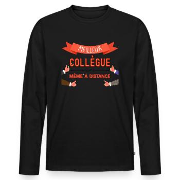 Meilleure collegue Télétravail Cadeau - T-shirt manches longues Premium bio Homme - noir - Devant - Nico (187cm)