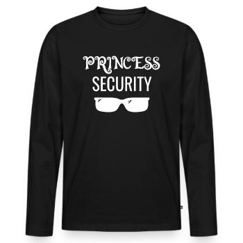 Papa Père Fille Princesse Sécurité - T-shirt manches longues Premium bio Homme - noir - Devant - Nico (187cm)
