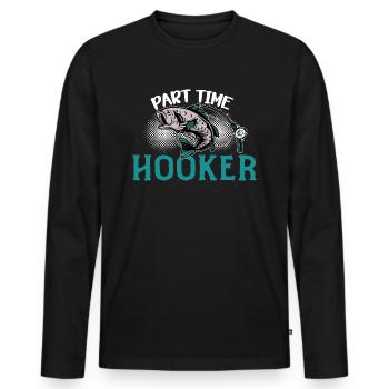 Pêcheur pêcheur pêche pêche idée cadeau humour - T-shirt manches longues Premium bio Homme - noir - Devant - Nico (187cm)