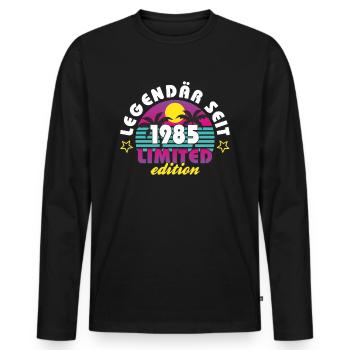 40. Geburtstag Legendär seit 1985 Unisex Geschenk - Männer Premium Bio Langarmshirt - Schwarz - Vorne - Nico (187cm)