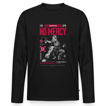 No Mercy | Wanted | Gesucht | Unaufhaltsam | Gnade - Männer Premium Bio Langarmshirt - Schwarz - Vorne - Nico (187cm)