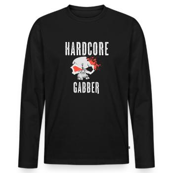 Hard-Core Gabber T-Shirt Hakuh merchandise - Männer Premium Bio Langarmshirt - Schwarz - Vorne - Nico (187cm)