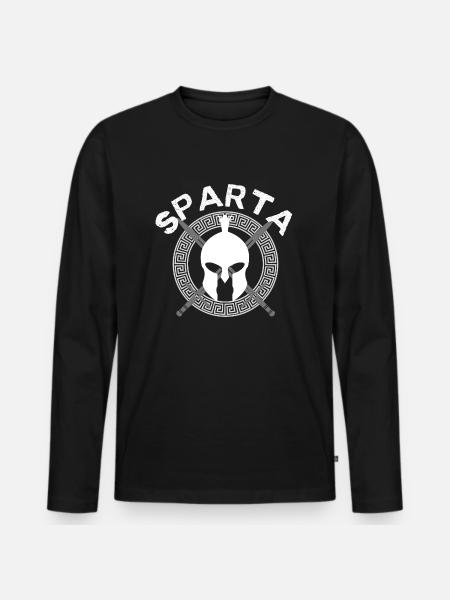 Sparte - Spartiates - T-shirt manches longues Premium bio Homme - noir