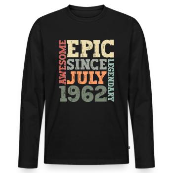 July 1962 Vintage Vintage Birthday Gift - Men's Premium Organic Long Sleeve Shirt - black - Front - Nico (187cm)