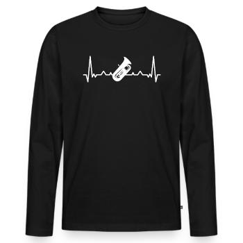 Herzschlag Tuba Musik Blasmusik Musiker - Männer Premium Bio Langarmshirt - Schwarz - Vorne - Nico (187cm)