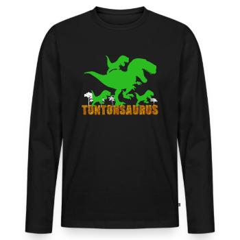 Tontonsaurus Tonton Dinosaure - T-shirt manches longues Premium bio Homme - noir - Devant - Nico (187cm)