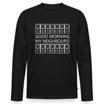 Good Morning My Neighbours - Men's Premium Organic Long Sleeve Shirt - black - Front - Nico (187cm)