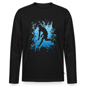 Floorball Player Vintage Graphic Floorballer Floor - T-shirt manches longues Premium bio Homme - noir - Devant - Nico (187cm)