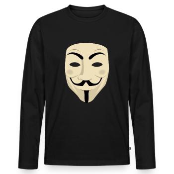 Mr. Anonymous Mask Computer Hacker - Men's Premium Organic Long Sleeve Shirt - black - Front - Nico (187cm)