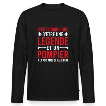 Legende et pompier humour pompier sapeur pompier - T-shirt manches longues Premium bio Homme - noir - Devant - Nico (187cm)