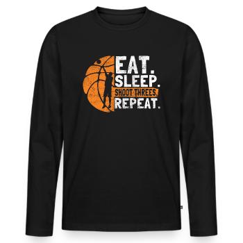 Basketball Manger Sommeil Shoot Threes Répéter Sport - T-shirt manches longues Premium bio Homme - noir - Devant - Nico (187cm)