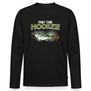 Pêcheur pêcheur idée cadeau pêcheur pêche humour - T-shirt manches longues Premium bio Homme - noir - Devant - Nico (187cm)