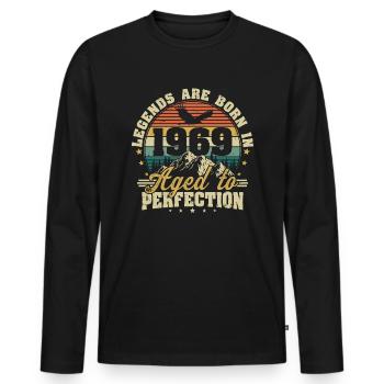 1969 Vintage né légendes cadeau d’anniversaire - T-shirt manches longues Premium bio Homme - noir - Devant - Nico (187cm)