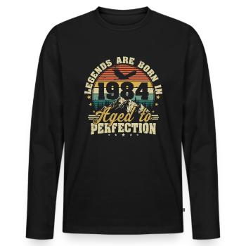 1984 Vintage Born légendes cadeau d’anniversaire - T-shirt manches longues Premium bio Homme - noir - Devant - Nico (187cm)