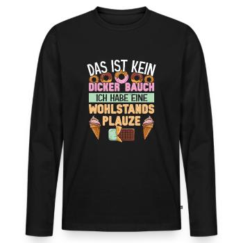 Ernährung dicker Bauch Wohlstandsplauze - Männer Premium Bio Langarmshirt - Schwarz - Vorne - Nico (187cm)