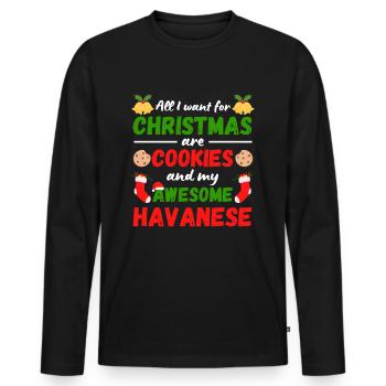 Biscuits havanais de Noël - T-shirt manches longues Premium bio Homme - noir - Devant - Nico (187cm)