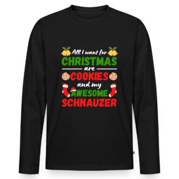 Weihnachten Schnauzer Kekse - Männer Premium Bio Langarmshirt - Schwarz - Vorne - Nico (187cm)
