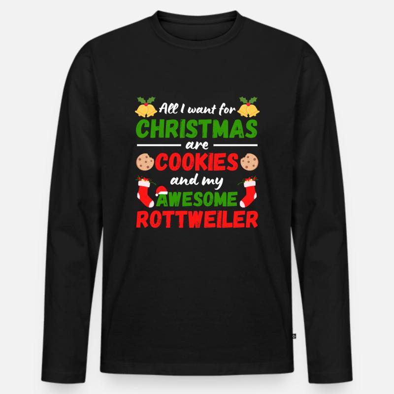Weihnachten Rottweiler Kekse - Männer Premium Bio Langarmshirt - Schwarz