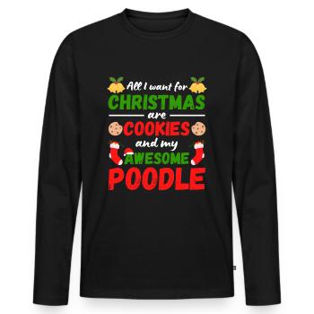 Weihnachten Pudel Kekse - Männer Premium Bio Langarmshirt - Schwarz - Vorne - Nico (187cm)