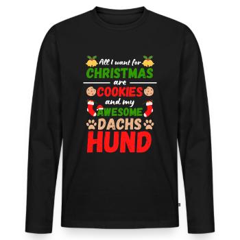 Biscuits teckels de Noël - T-shirt manches longues Premium bio Homme - noir - Devant - Nico (187cm)