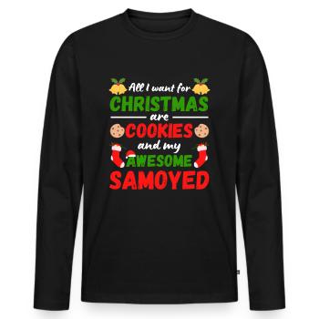 Christmas Samoyed Cookies - Men's Premium Organic Long Sleeve Shirt - black - Front - Nico (187cm)