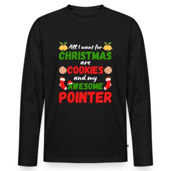 Christmas English Pointer Cookies - Men's Premium Organic Long Sleeve Shirt - black - Front - Nico (187cm)